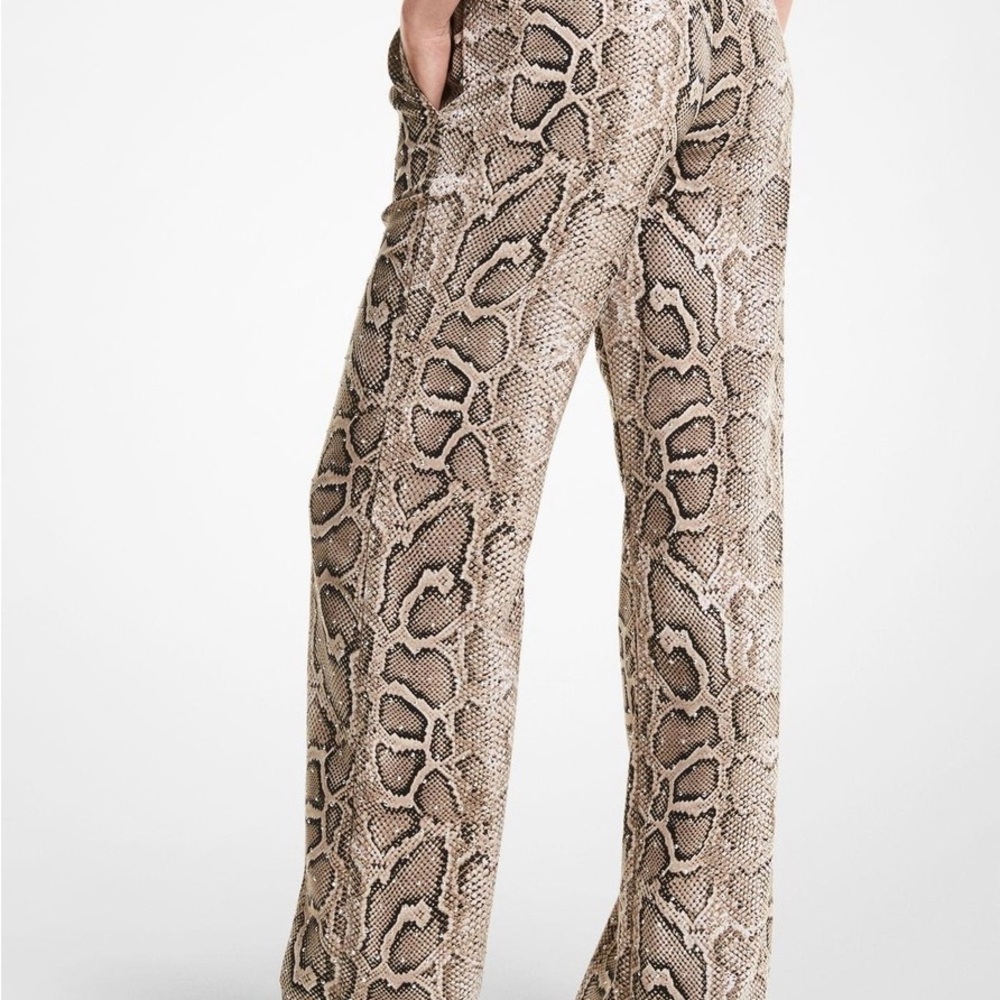 Michael Kors Beige Snakeskin Wide Leg Pyjama pants